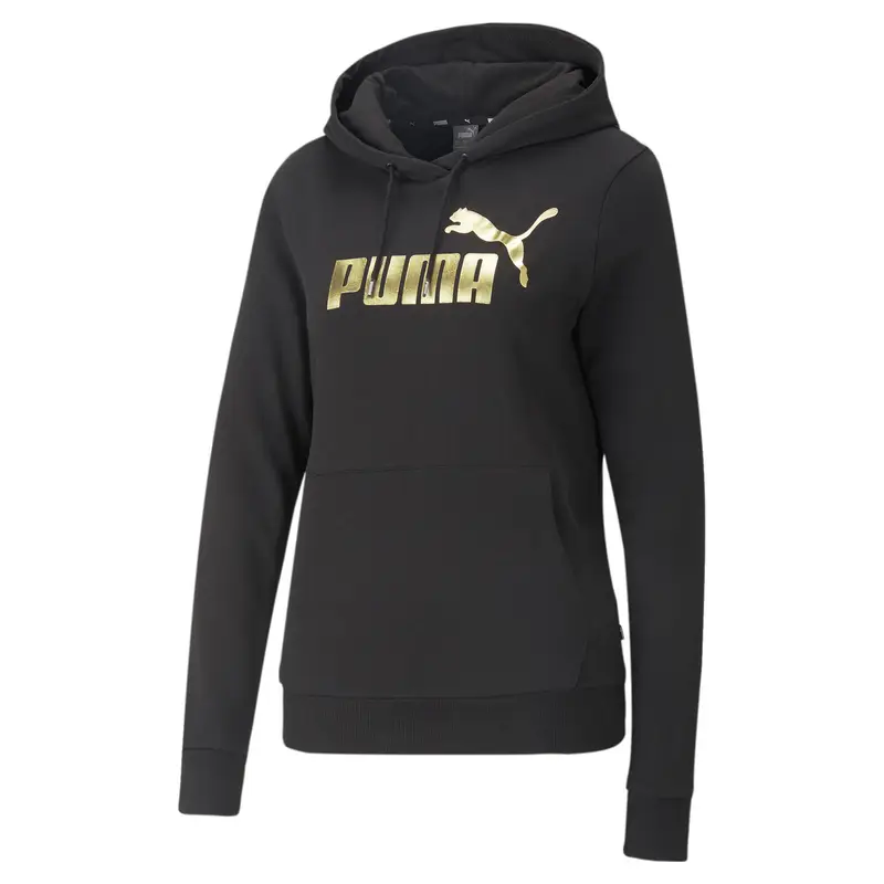 Felpa con cappuccio Essentials+ con logo metallizzato da donna PUMA Black Gold | Puma Nero