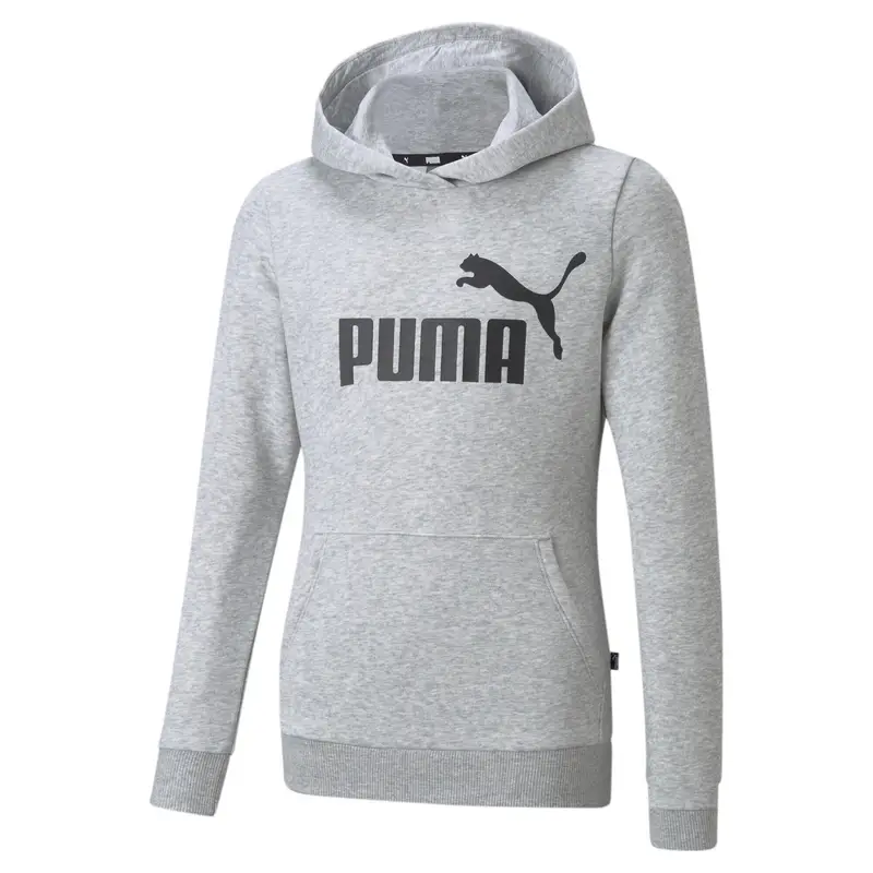 Felpa con cappuccio Essentials con logo per ragazzi PUMA Light Gray Heather | Puma Grigio