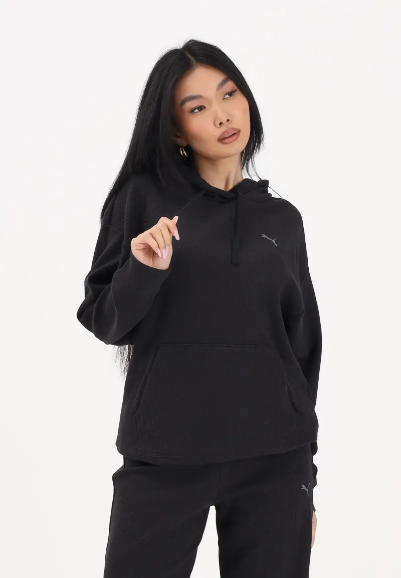 Felpa con cappuccio Essentials Elevated nera da donna miniatura 2