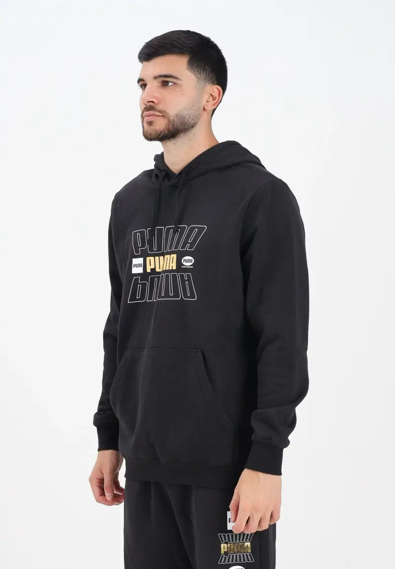 Felpa con cappuccio Essentials Logo Lab nera da uomo