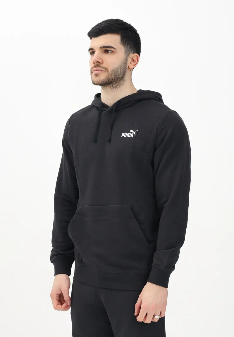 PUMA Felpa con cappuccio Essentials nera da uomo