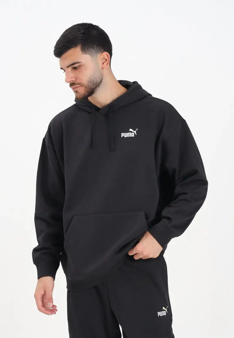 Felpa con cappuccio Essentials nera da uomo miniatura 2