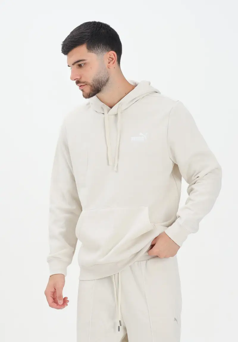 Felpa con cappuccio Essentials panna da uomo miniatura 2