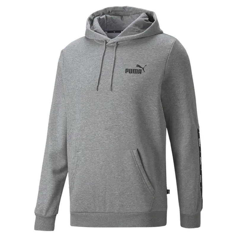 Felpa con cappuccio Essentials+ Tape da uomo PUMA Medium Gray Heather | Puma Grigio