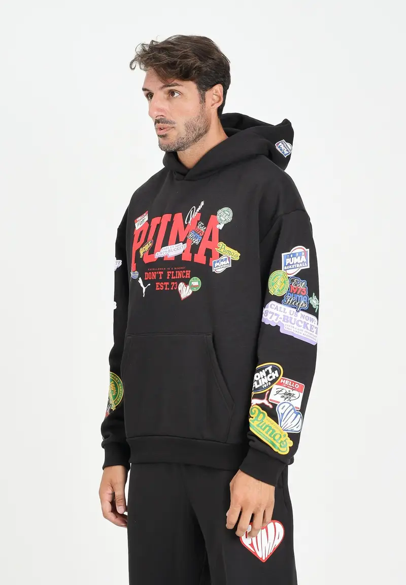 Felpa con cappuccio HooperHotline nera da uomo