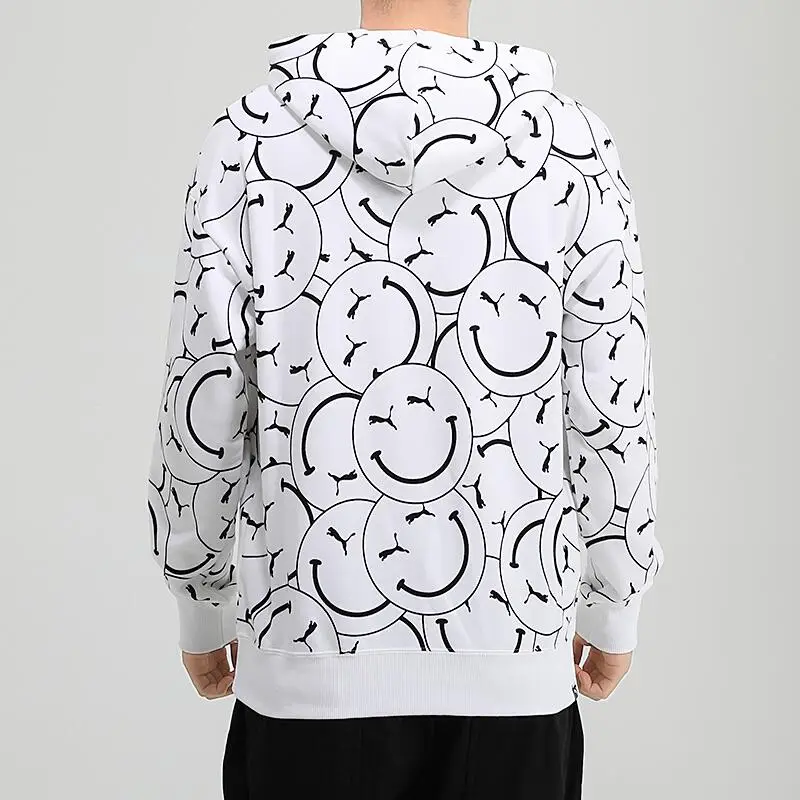 Felpa con cappuccio Puma Club AOP Stampa Smiley Felpa da uomo Bianco 530367-02 XS miniatura 3