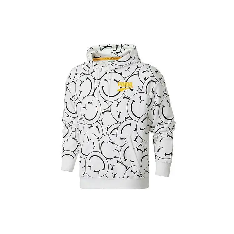 Felpa con cappuccio Puma Club AOP Stampa Smiley Felpa da uomo Bianco 530367-02 XS