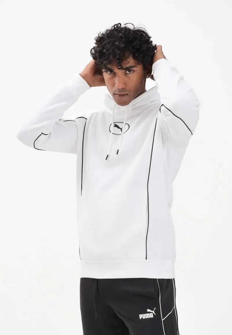 Felpa con cappuccio Puma Sport bianca da uomo miniatura 2