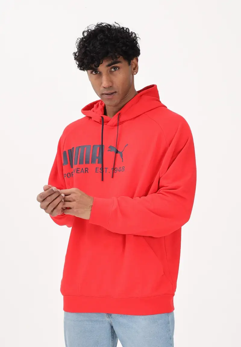 Felpa con cappuccio PUMA Sport rossa da uomo miniatura 2