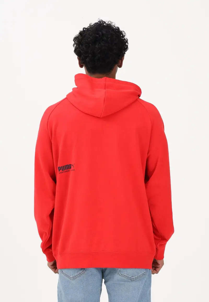 Felpa con cappuccio PUMA Sport rossa da uomo miniatura 3