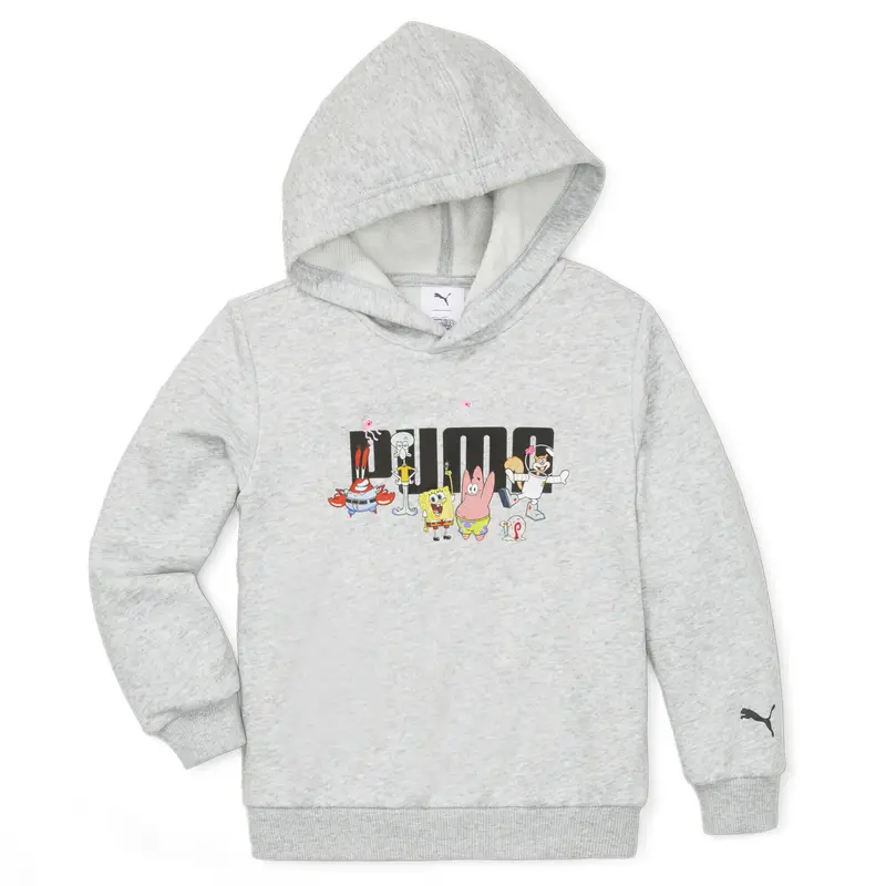 Felpa con cappuccio PUMA x SPONGEBOB per bambini PUMA Light Gray Heather | Puma Grigio