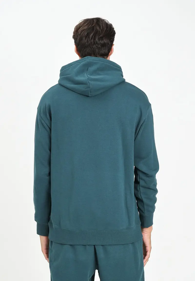 PUMA Felpa con cappuccio WARDROBE ESS verde petrolio da uomo miniatura 2