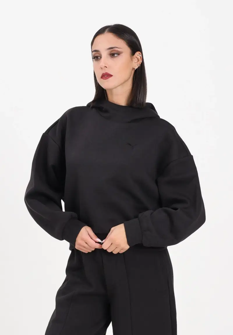 Felpa con cappuccio Wardrobe Essentials nera da donna miniatura 2