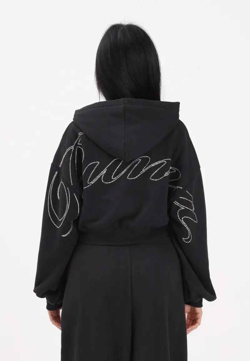 Felpa con zip Essentials Graphics Bedazzled nera da donna miniatura 3