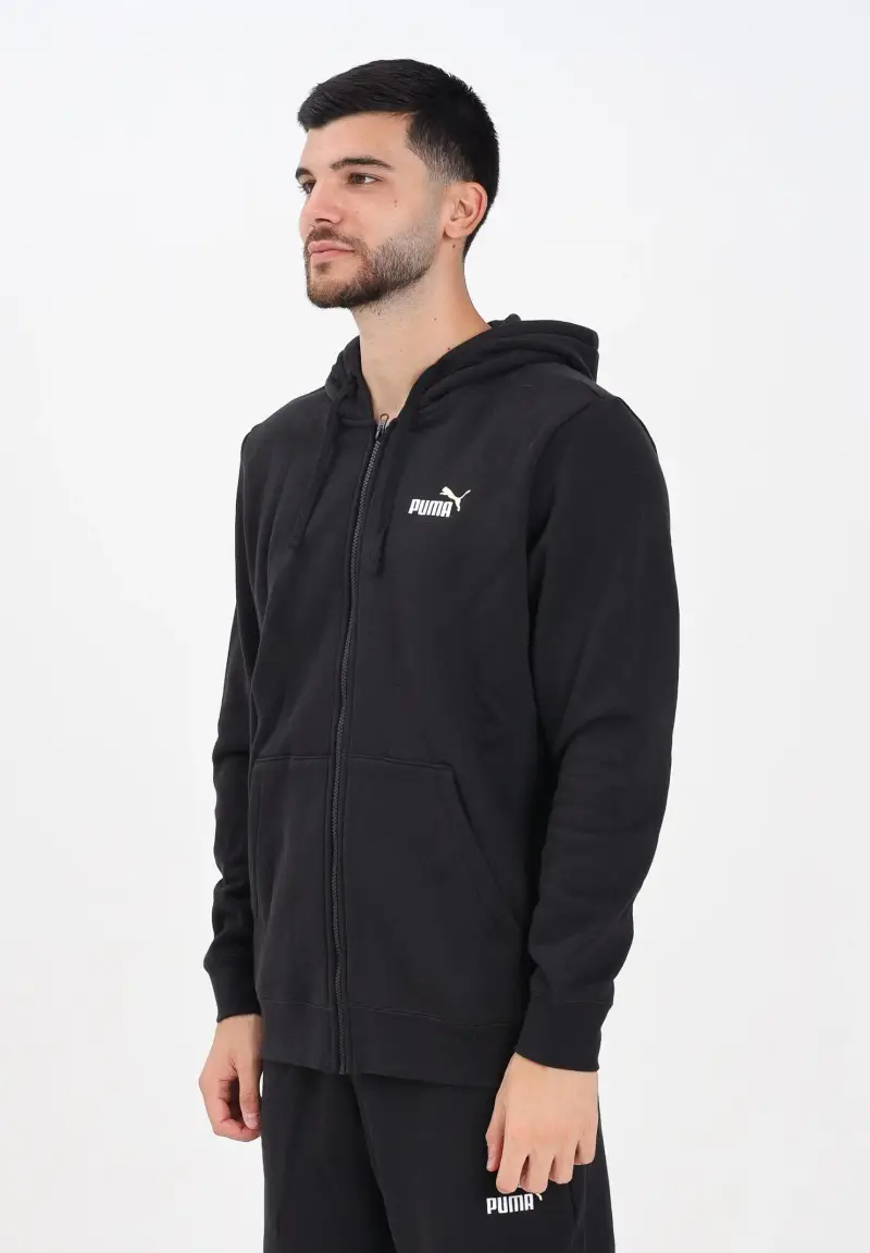 Felpa con zip Essentials nera da uomo