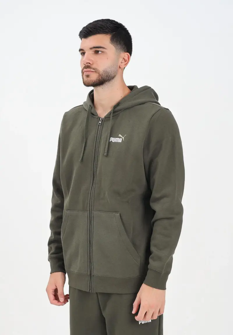 Felpa con zip Essentials verde da uomo