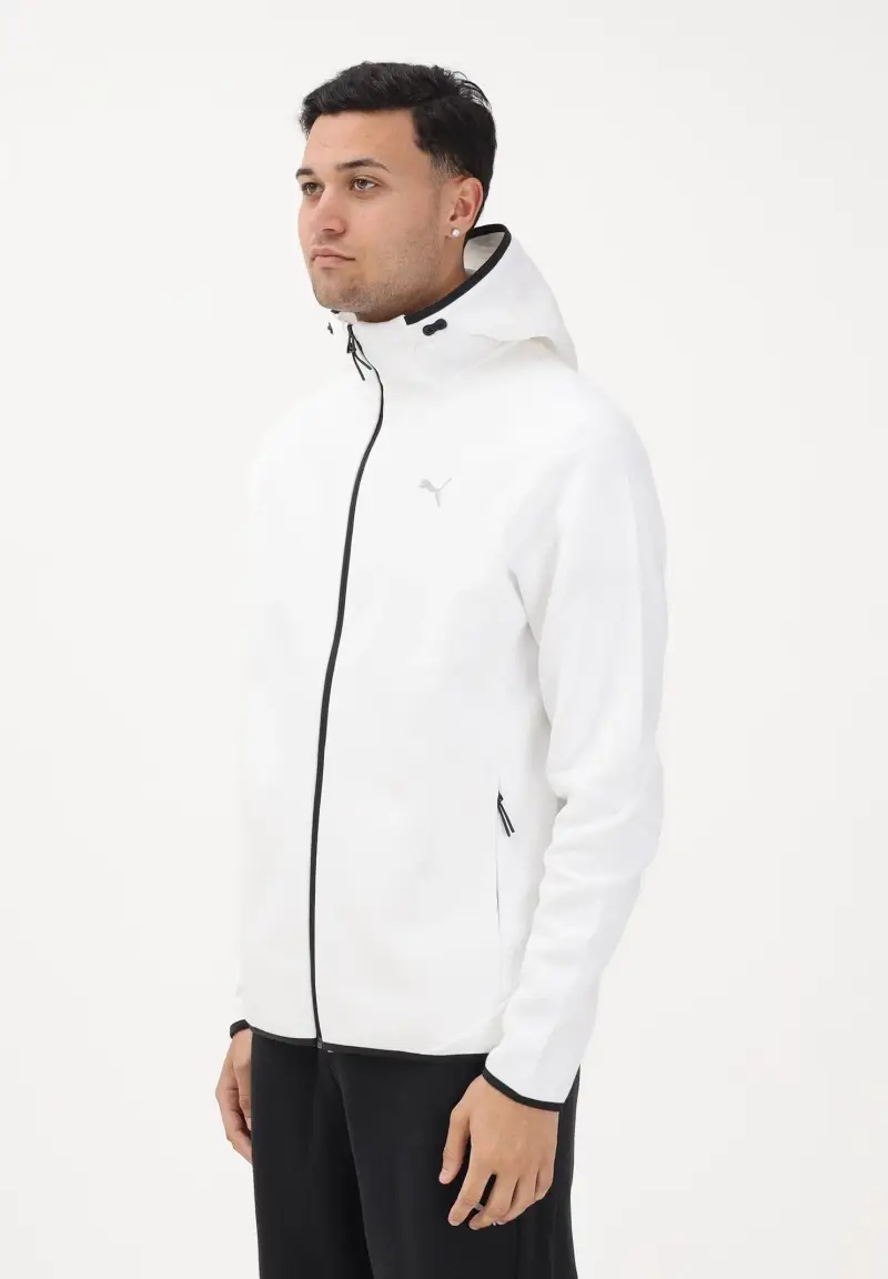 Felpa con zip Evostripe bianca da uomo