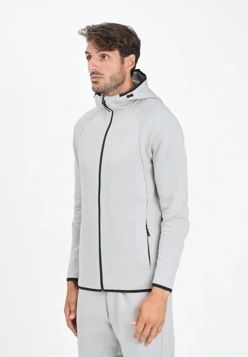 Felpa con zip Evostripe grigia da uomo
