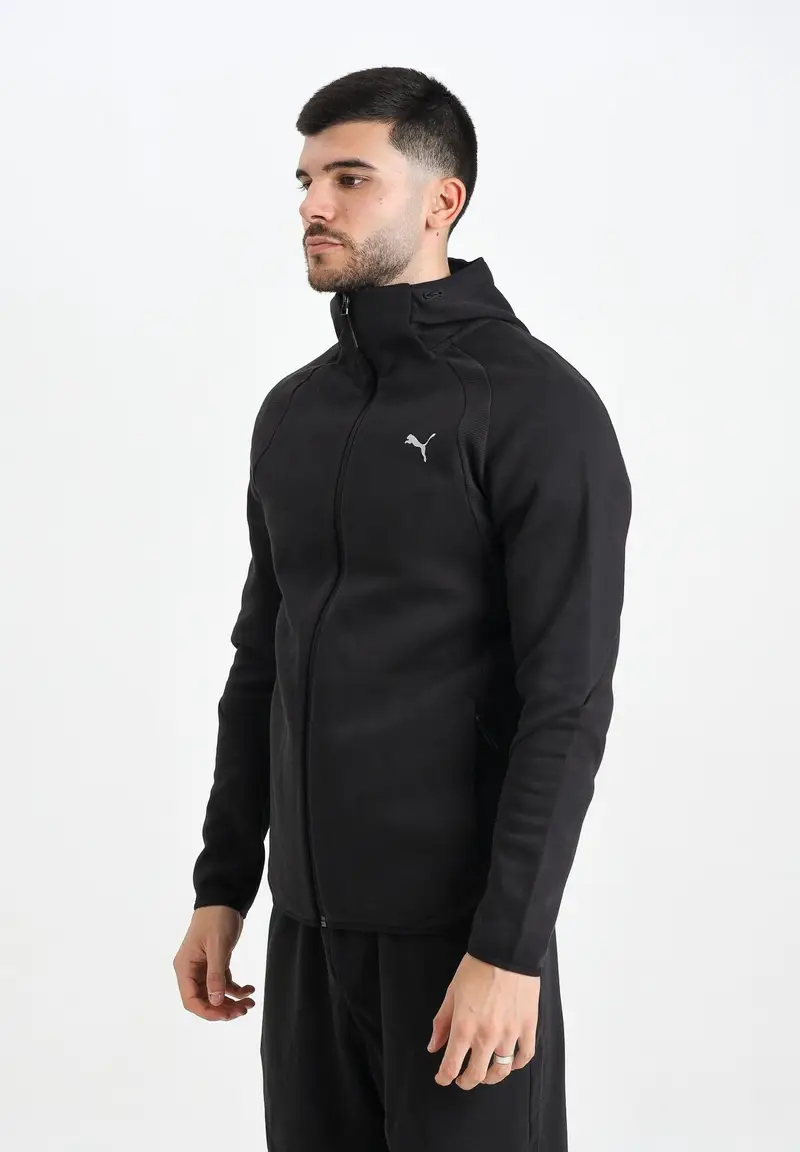 Felpa con zip Evostripe nera da uomo