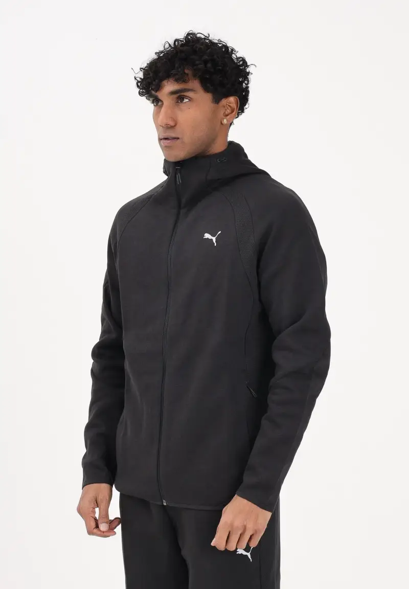 Felpa con zip Evostripe nera da uomo