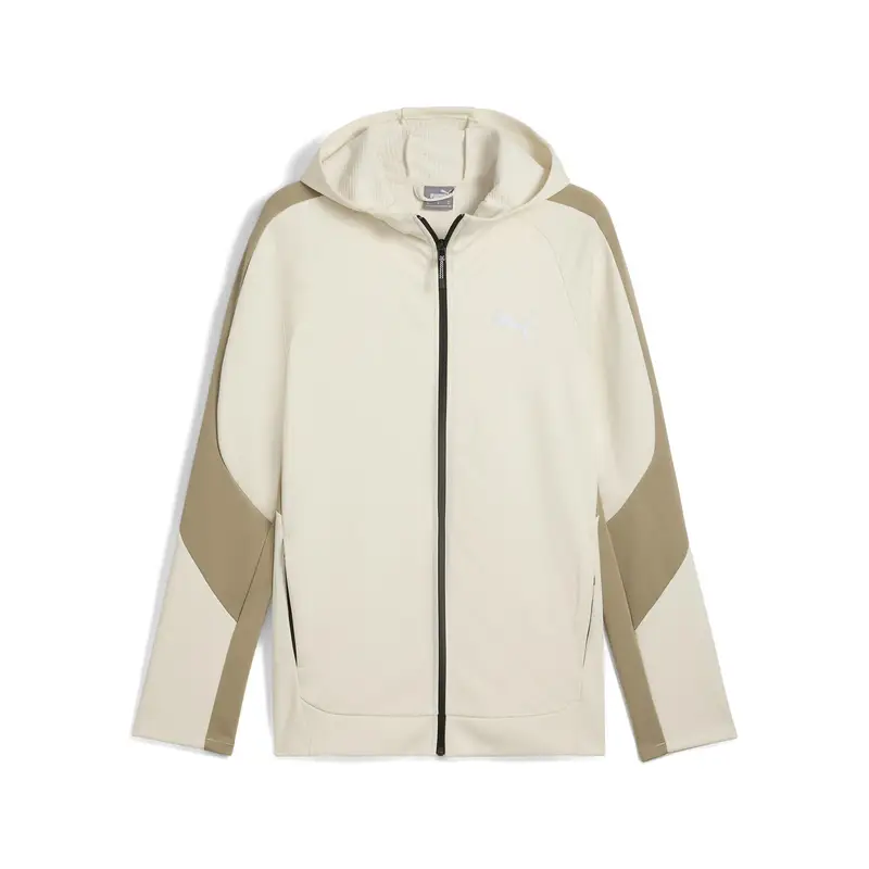 Felpa con zip integrale e cappuccio EVOSTRIPE da uomo PUMA Alpine Snow White | Puma Bianco
