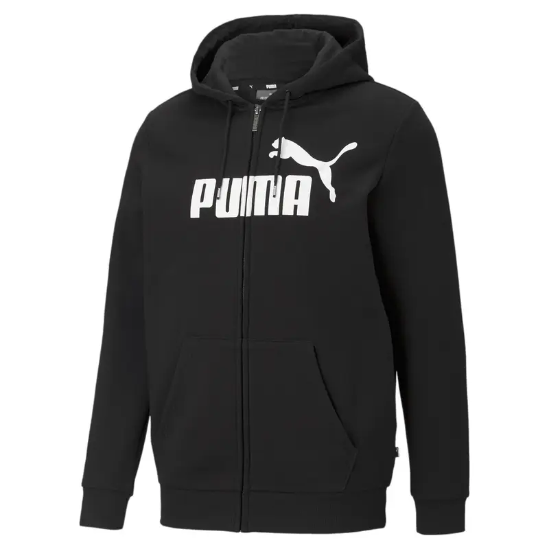 Felpa con zip integrale e logo grande Essentials uomo PUMA Black | Puma Nero