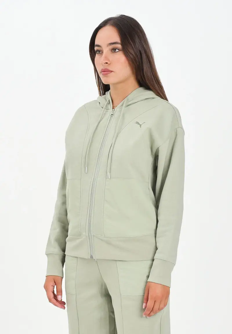 Felpa con zip PUMA Class verde da donna