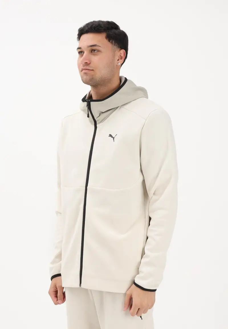Felpa con zip PUMA TECH panna da uomo