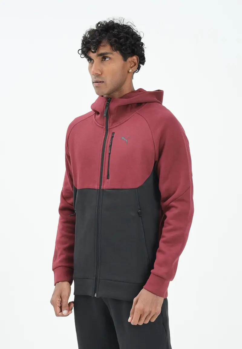 Felpa con zip PUMATECH bordeaux da uomo