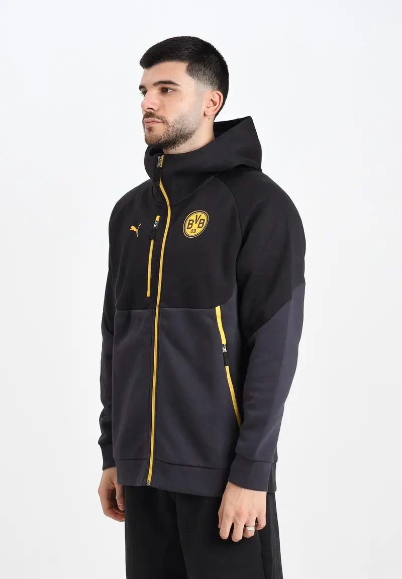 Felpa con zip PumaTech Borussia Dortmund 09 nera da uomo