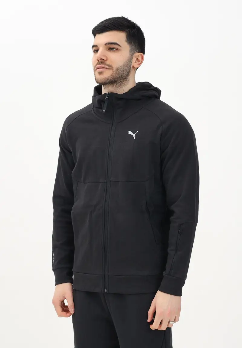 PUMA Felpa con zip PUMATECH nera da uomo
