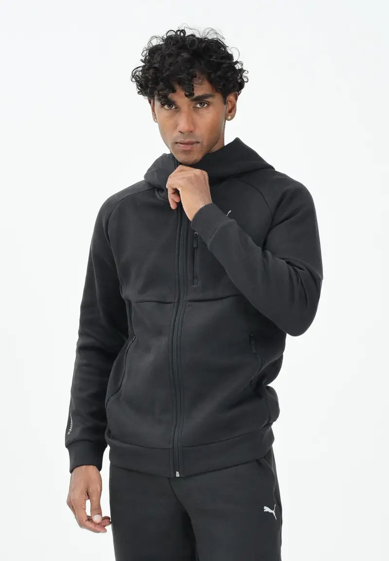 Felpa con zip PUMATECH nera da uomo miniatura 2