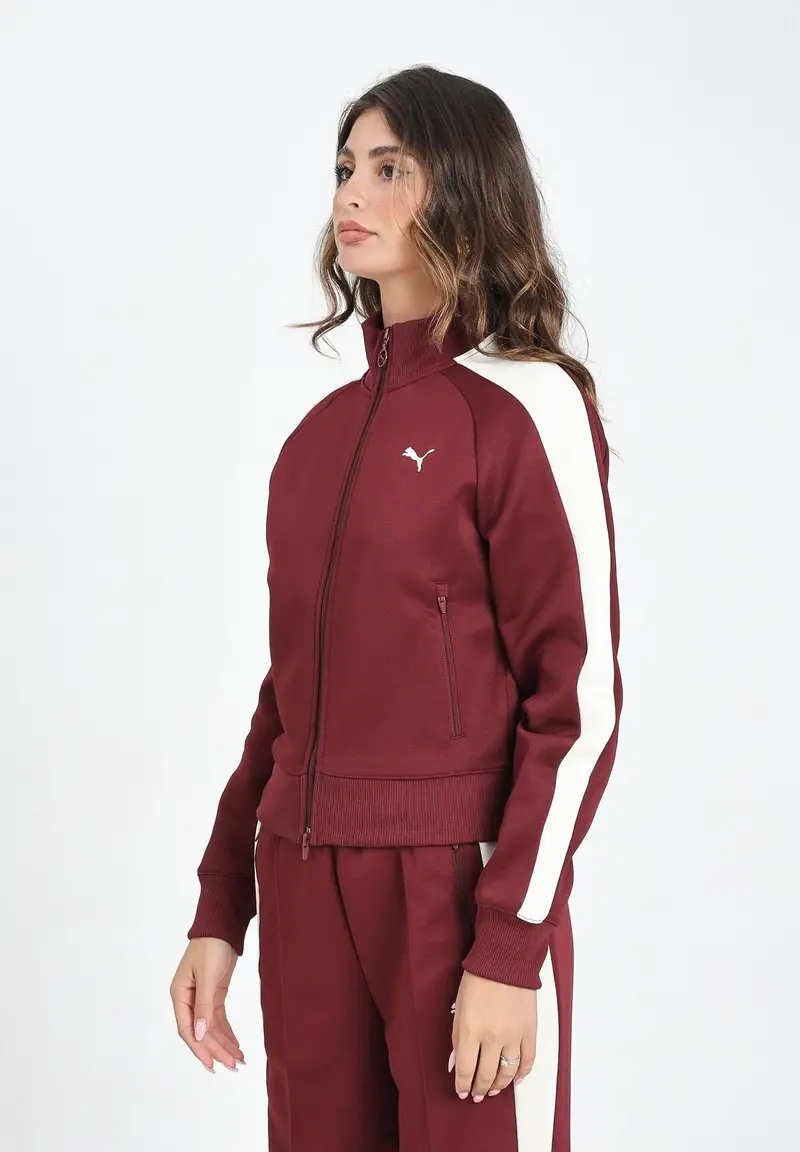 PUMA Felpa con zip T7 ALWAYS ON bordeaux da donna