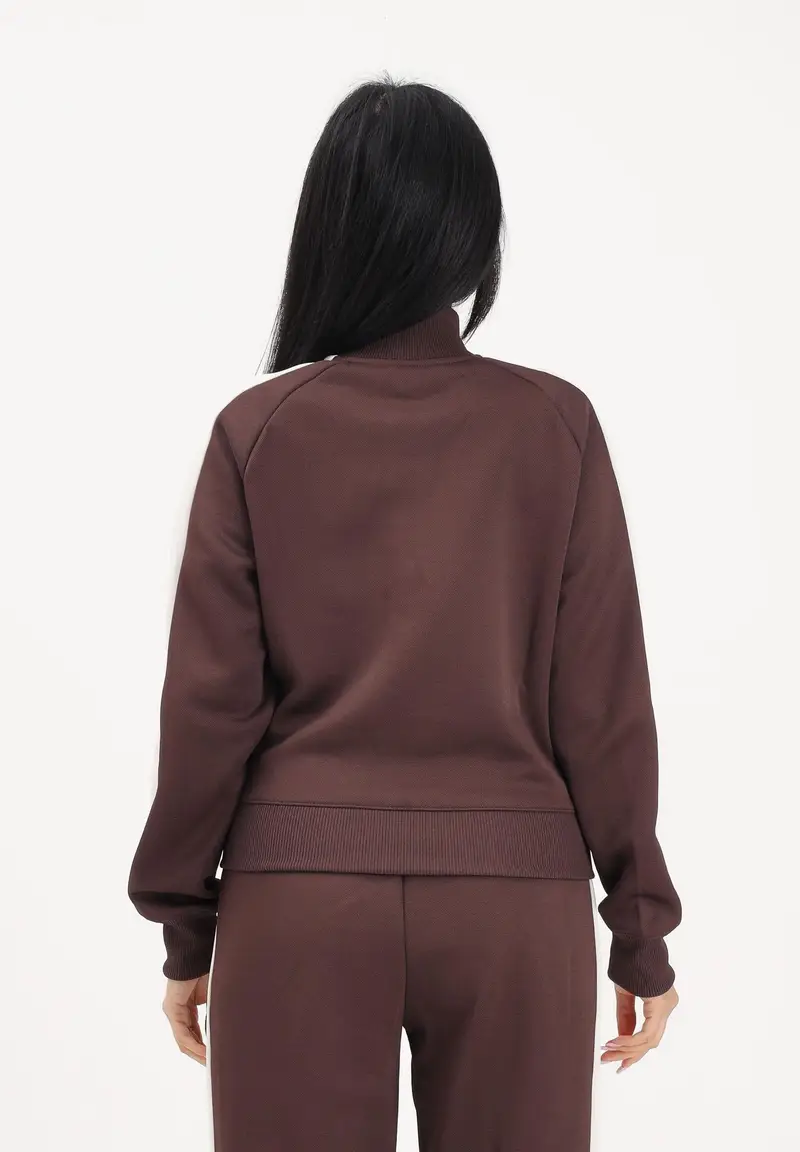 Felpa con zip T7 ALWAYS ON marrone da donna miniatura 3