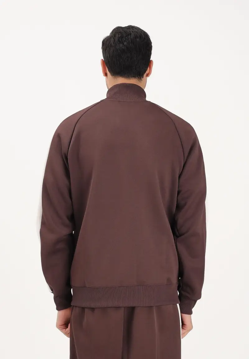 Felpa con zip T7 ALWAYS ON marrone da uomo miniatura 3