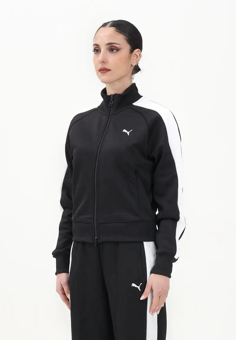 PUMA Felpa con zip T7 ALWAYS ON nera da donna