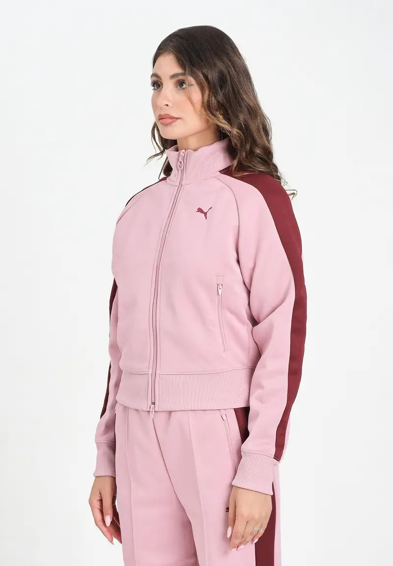 PUMA Felpa con zip T7 ALWAYS ON rosa da donna