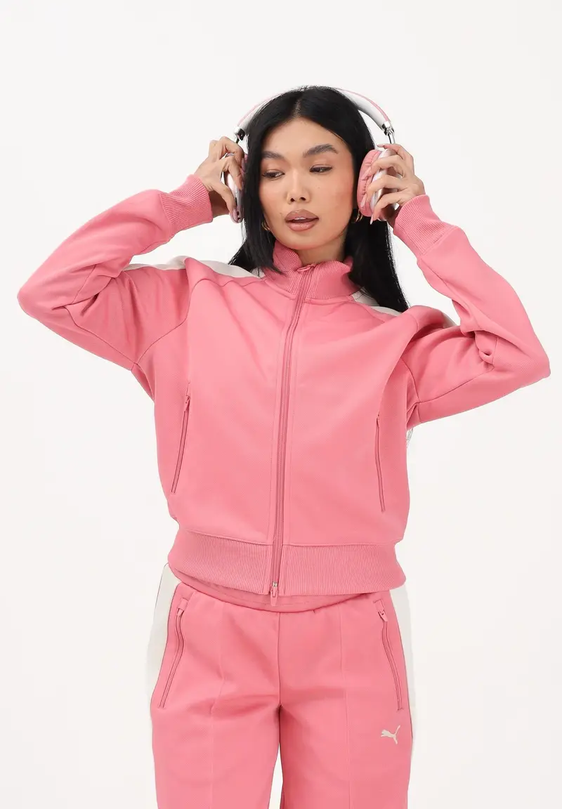 Felpa con zip T7 ALWAYS ON rosa da donna miniatura 2