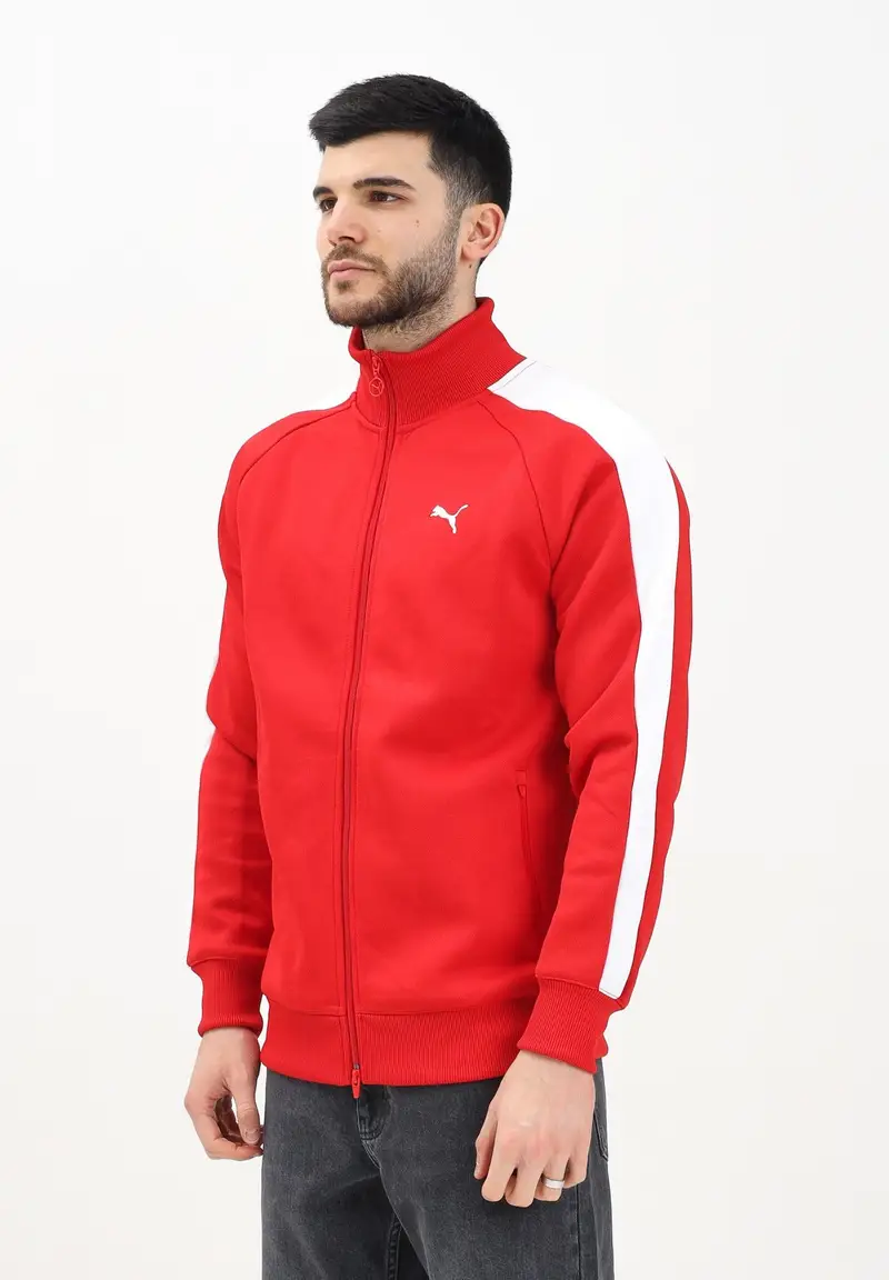 PUMA Felpa con zip T7 ALWAYS ON rossa da uomo