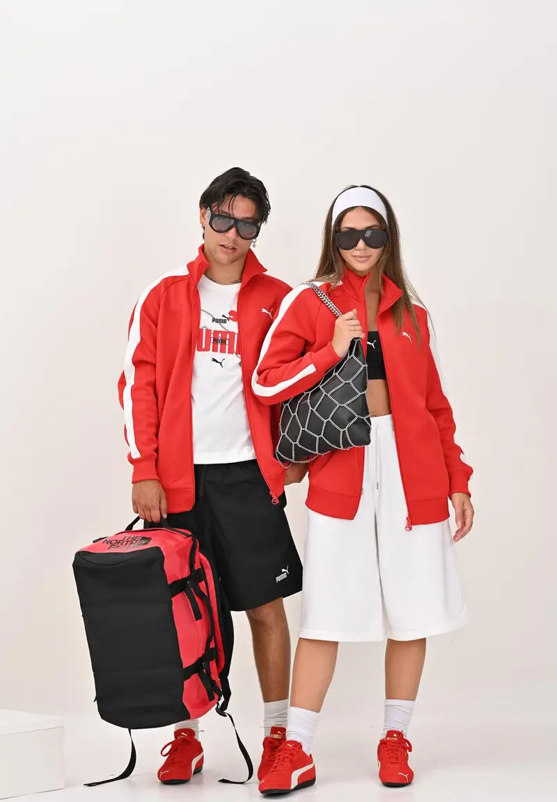 PUMA Felpa con zip T7 ALWAYS ON rossa da uomo miniatura 3