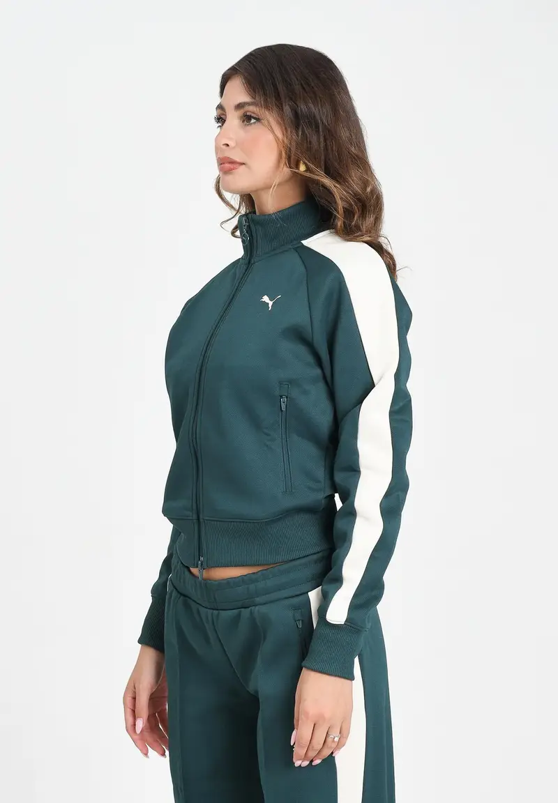 PUMA Felpa con zip T7 ALWAYS ON verde da donna