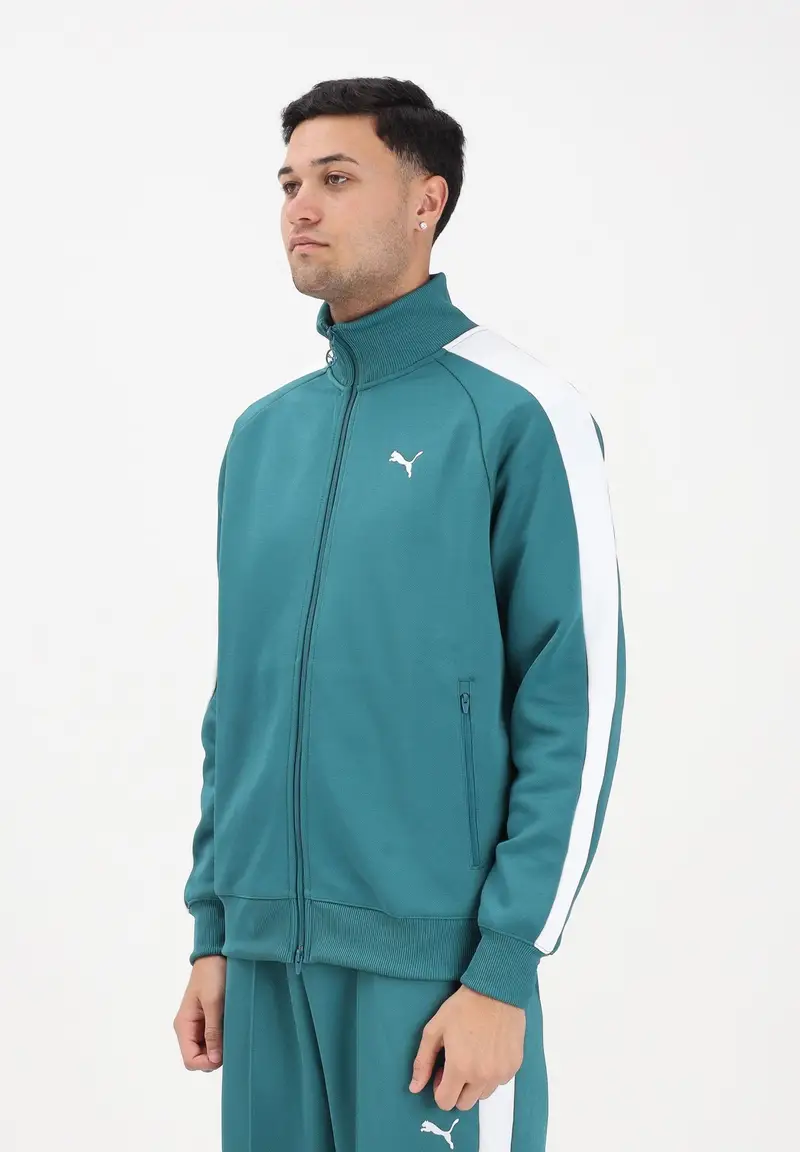 Felpa con zip T7 ALWAYS ON verde da uomo