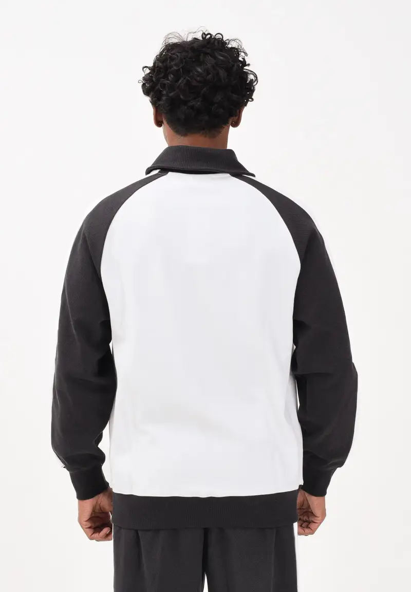 Felpa con zip T7 bianca e nera da uomo miniatura 3
