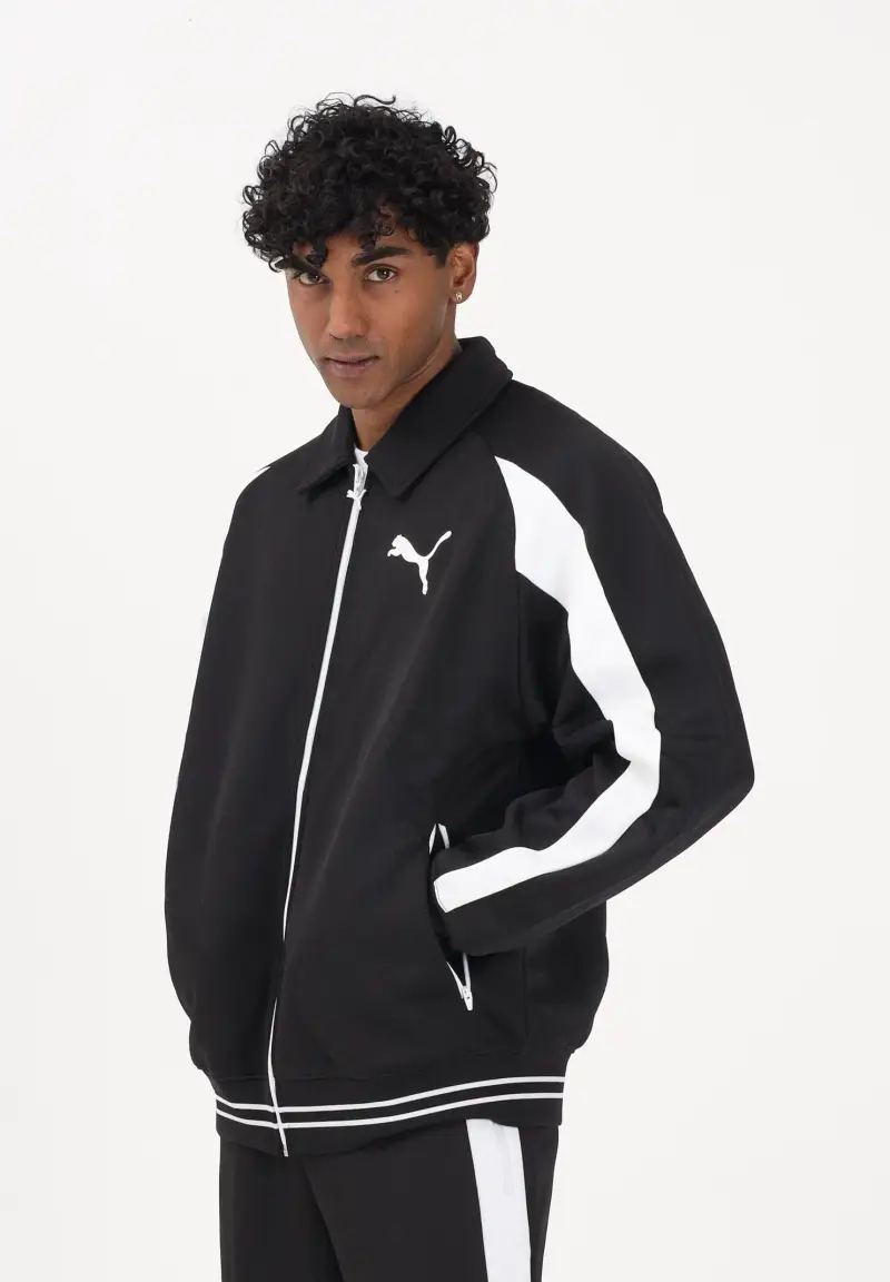 Felpa con zip T7 Big Cat nera da uomo miniatura 2