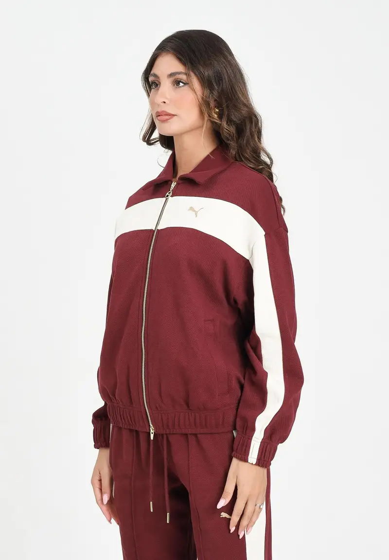 PUMA Felpa con zip T7 bordeaux da donna