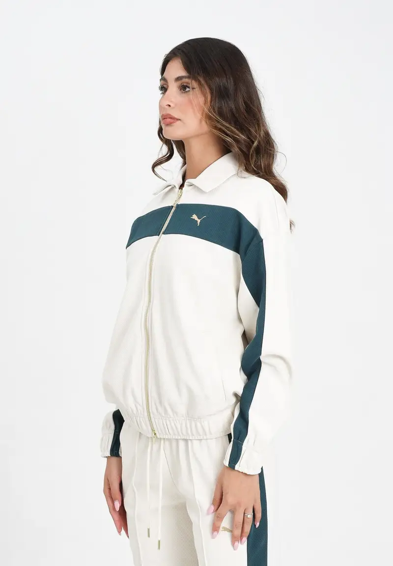 PUMA Felpa con zip T7 panna da donna