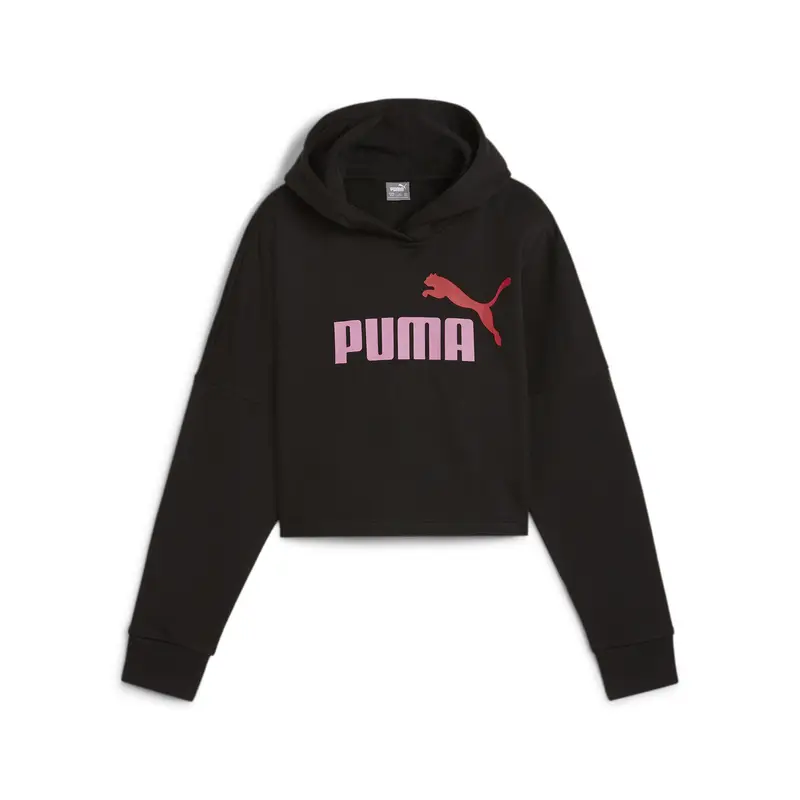 Felpa corta con cappuccio e logo Essentials da ragazza PUMA Black | Puma Nero