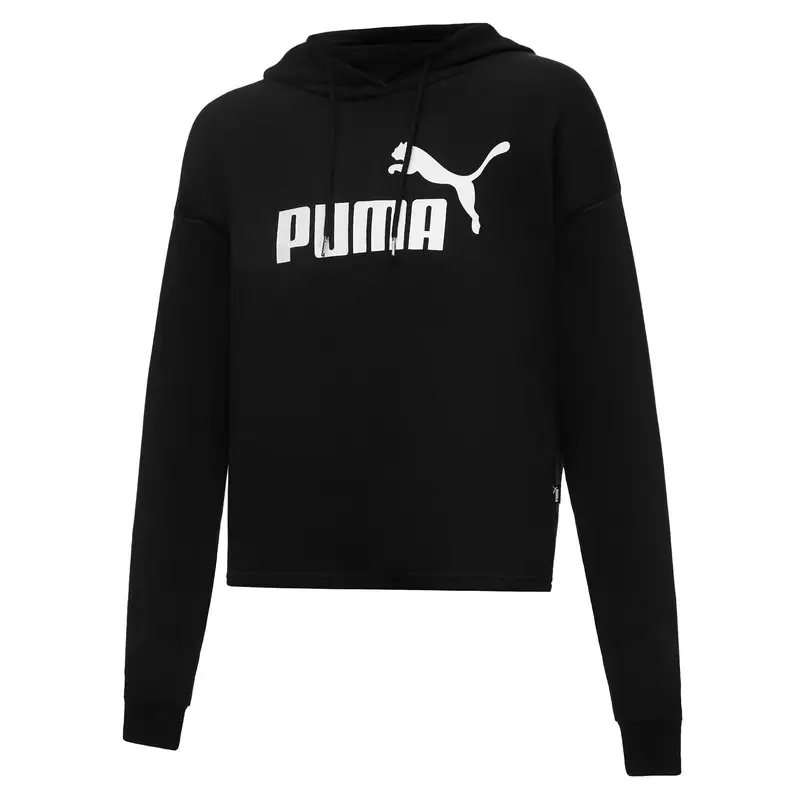 Felpa corta con cappuccio e logo Essentials donna PUMA Black | Puma Nero