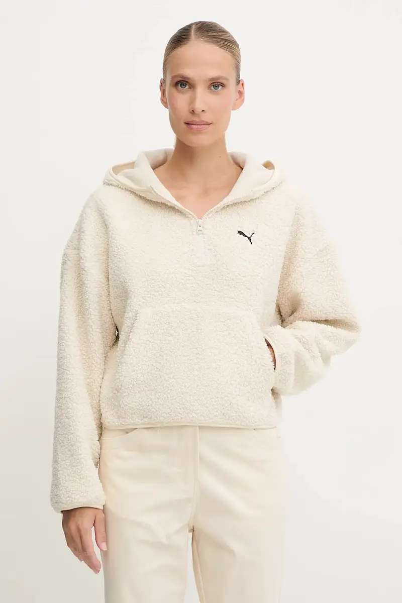 felpa donna colore beige con cappuccio 632048