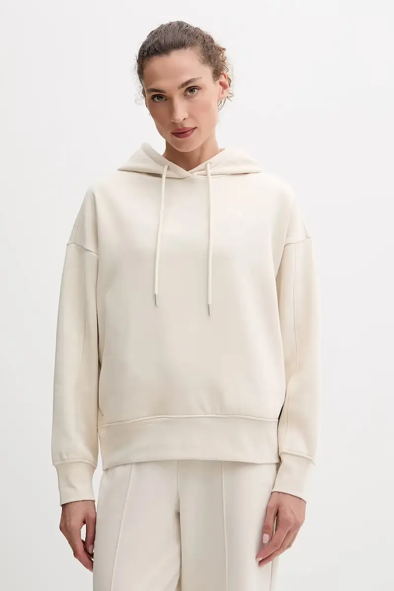 felpa donna colore beige con cappuccio 688151